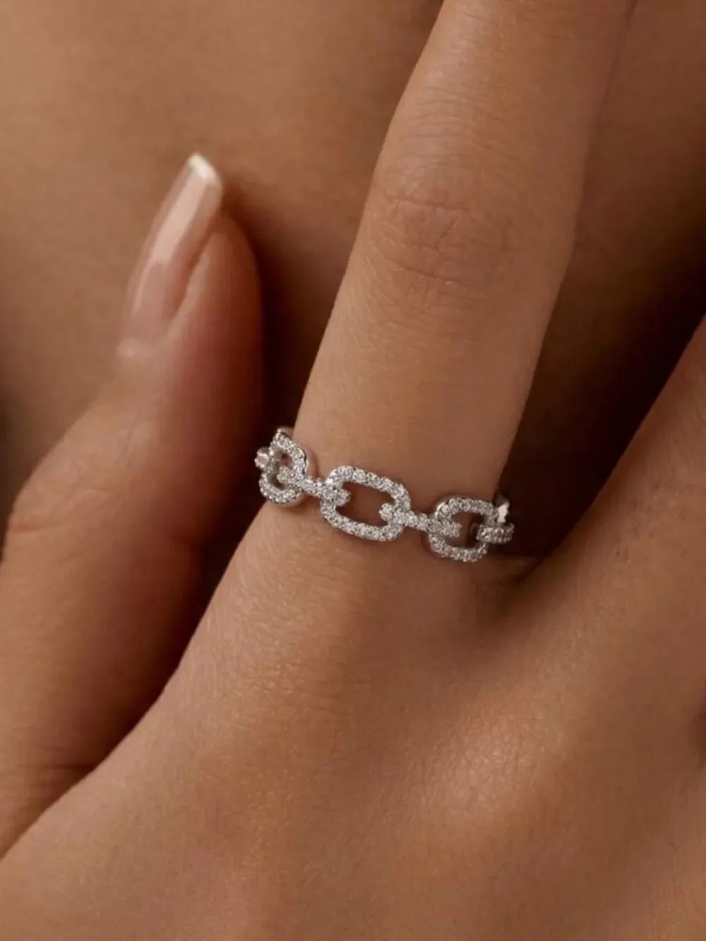 Link chain silver ring N36